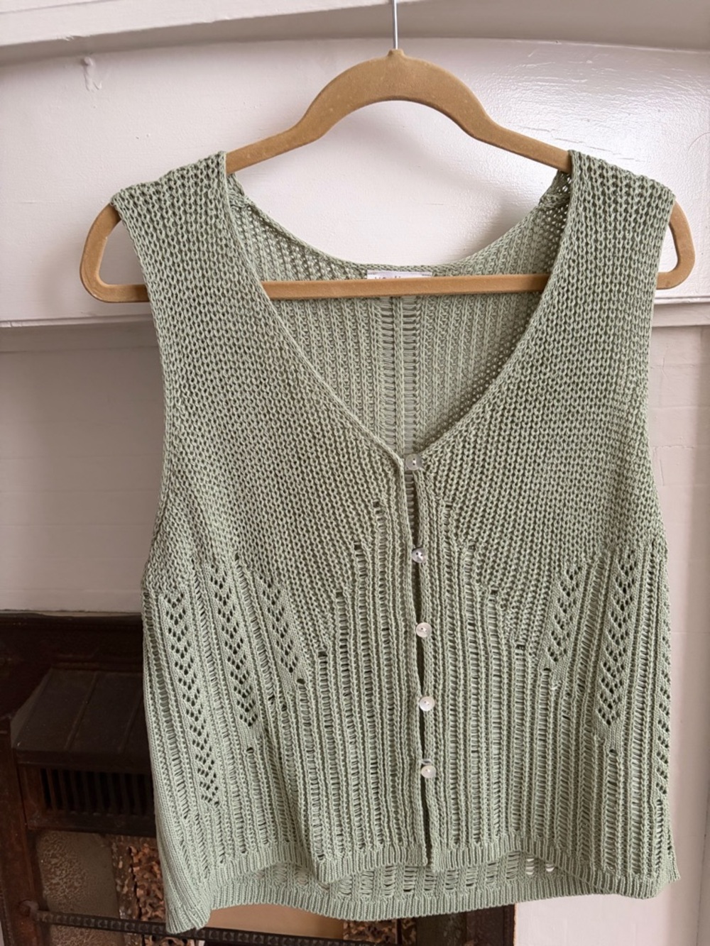 vestique Pale Sage Knit Openwork Vest